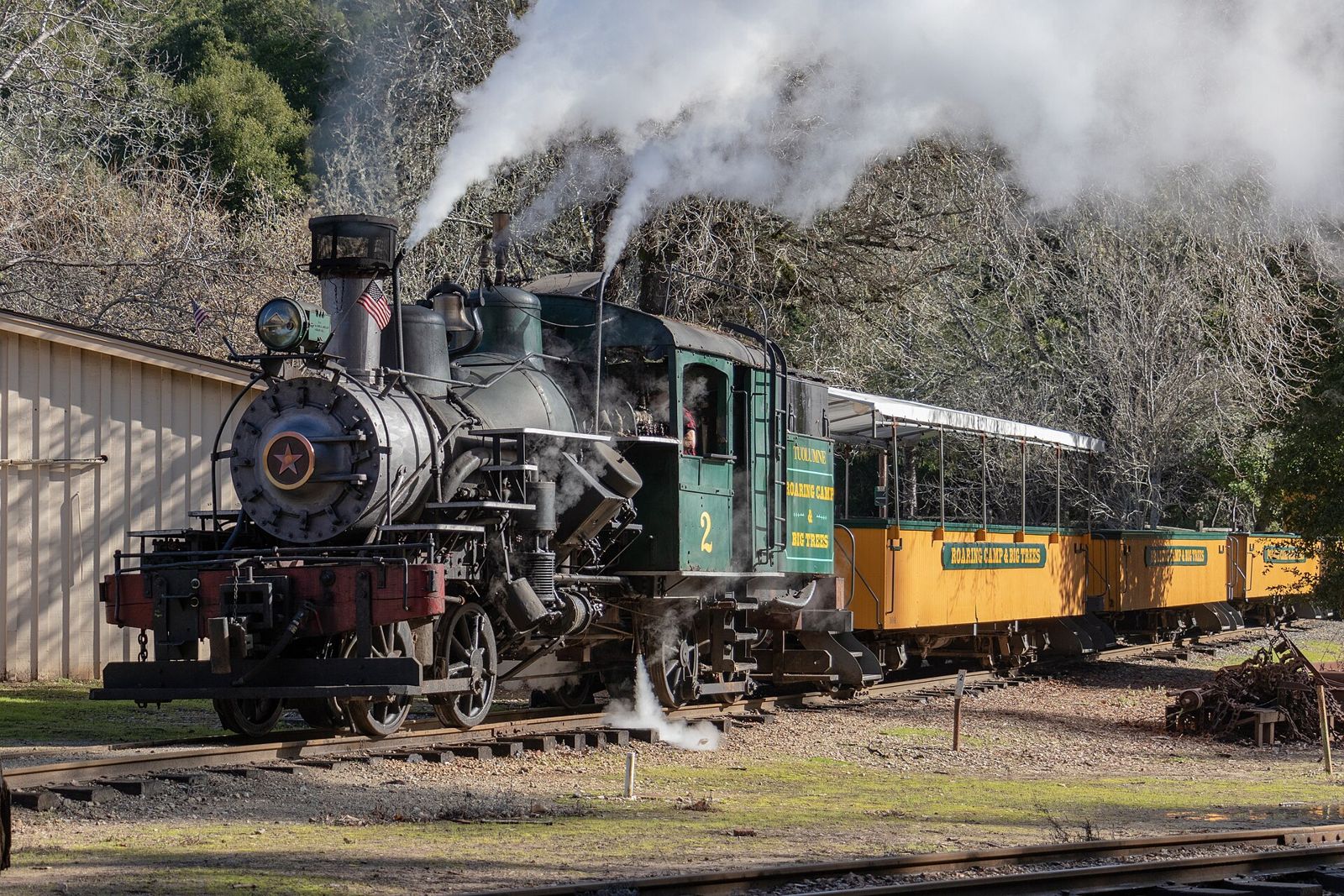 Roaring Camp Railroads steam train in Felton, California