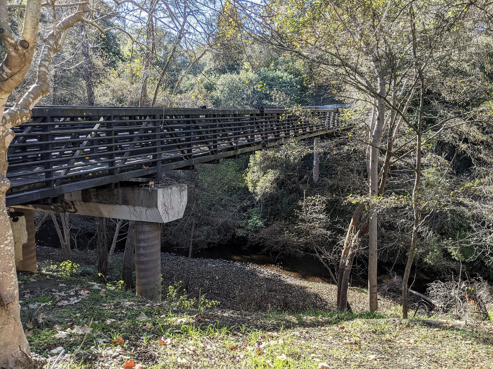 Soquel Creek running through the town of Soquel, California