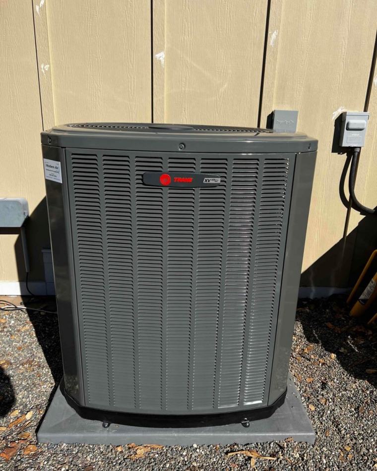 Trane air conditioner condenser installed by Modern Air at a South Bay home